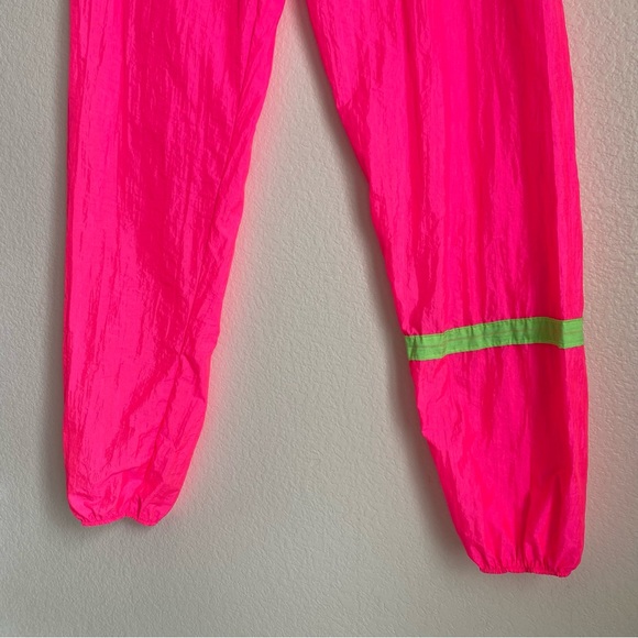 Vintage 80's high visibility neon pink windbreaker nylon track pants, M - Picture 5 of 7